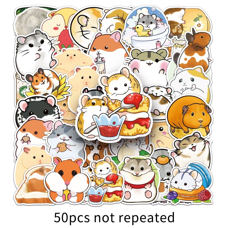 50 sheets Cartoon Cute Hamster Personality Graffiti Animal Laptop Luggage Car Refrigerator Decorative Stickers 50 Hamsters -226 
