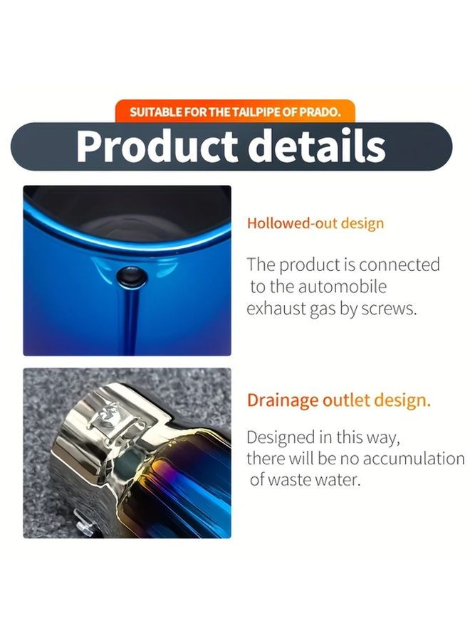 Frosted Black Stainless Steel Car Exhaust Pipe Compatible With Prado BYD S6 Haval H6 2.68 2.87 Inch - Image 3