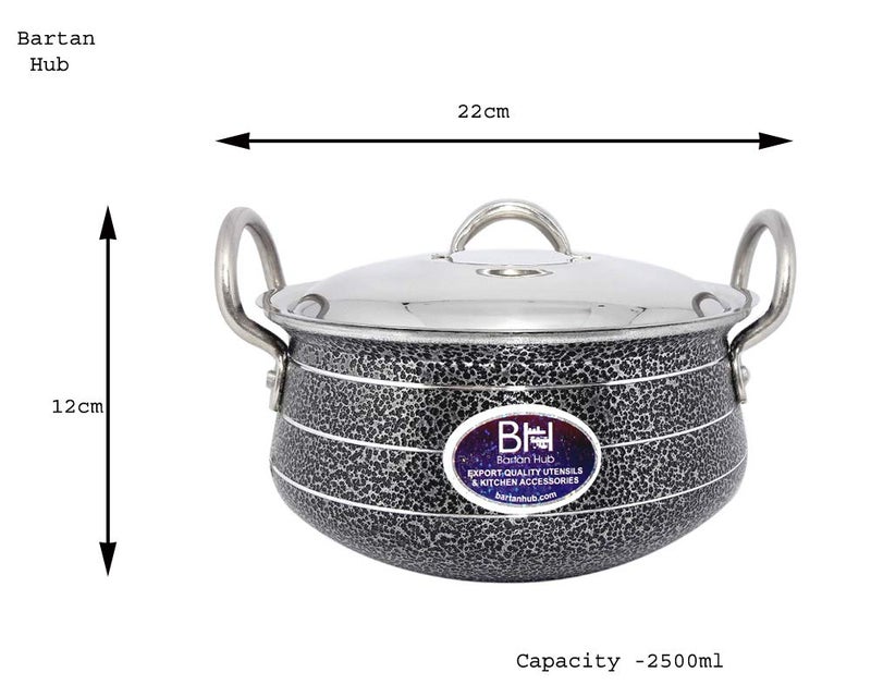 Bartan Hub Cook and Serve Kitchen Handi with Lid (2500ml) Cookware Set (Aluminium, 1 - Piece) - Image 3