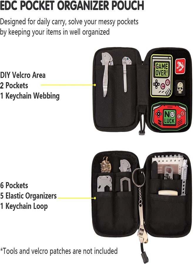 TIKIDESIGN Mighty EDC Pocket Organizer for Men,Nylon Multitool Pouch with Detachable Patch Pocket | Compact Utility Organizer for EDC Gear & Tools (Black-04) - Image 5