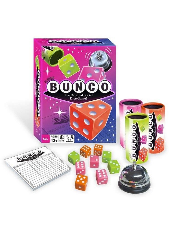 Continuum Games Retro Bunco Game Kit Party Box for Ladies Night 2-12 Players 3 Sets of Bunco Dice, Bell, and Score Pad for Game Night - Image 1