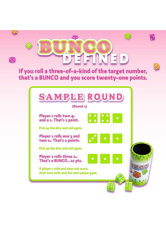 Continuum Games Retro Bunco Game Kit Party Box for Ladies Night 2-12 Players 3 Sets of Bunco Dice, Bell, and Score Pad for Game Night - Image 4