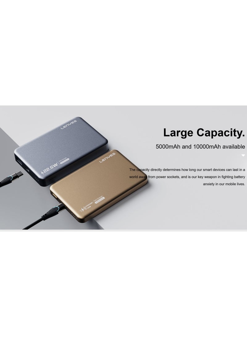 Lenyes Magnetic Wireless Power Bank 10000mAh/5000mAh, 22.5W Fast Charging, 15W Wireless, Ultra Slim Portable Battery Pack - Image 3