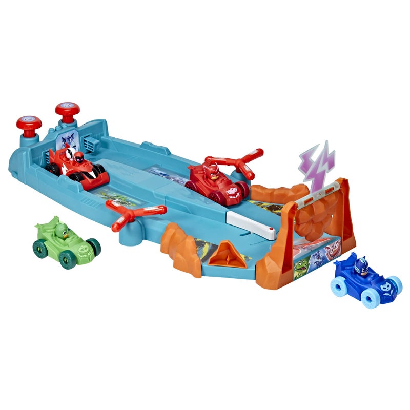 PJMASKS بي جي ماسكس أنيمال باور سماش آند زووم راك تراك - لعبة ما قبل المدرسة زوومزانيا ريسواي فيهكل بلاي سيت مع 4 سيارات للأطفال من عمر 3 فما فوق - Image 2