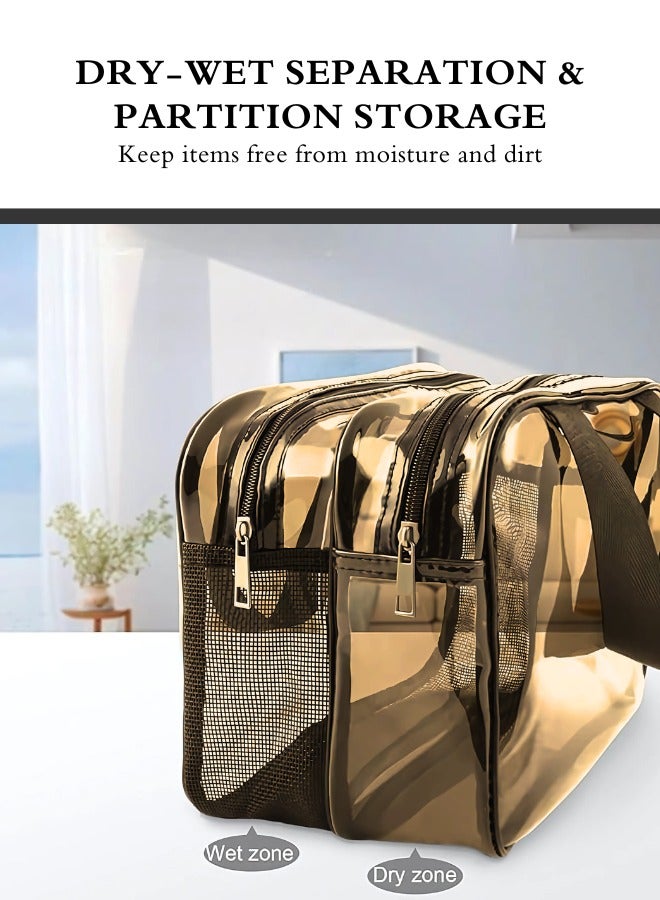 ترنز حقيبة مكياج شفافة كبيرة مع قسمين منفصلين لحفظ وتنظيم أدوات المكياج - Z02 - Image 2