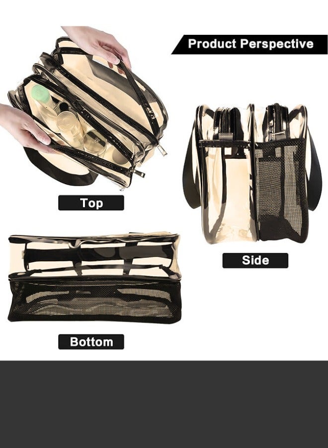 ترنز حقيبة مكياج شفافة كبيرة مع قسمين منفصلين لحفظ وتنظيم أدوات المكياج - Z02 - Image 4