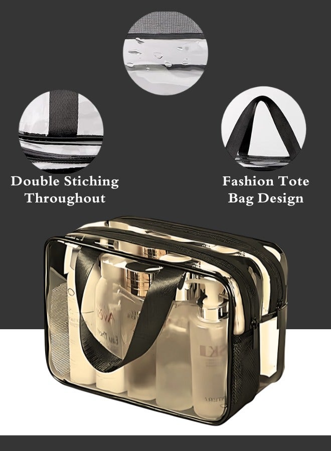 ترنز حقيبة مكياج شفافة كبيرة مع قسمين منفصلين لحفظ وتنظيم أدوات المكياج - Z02 - Image 3
