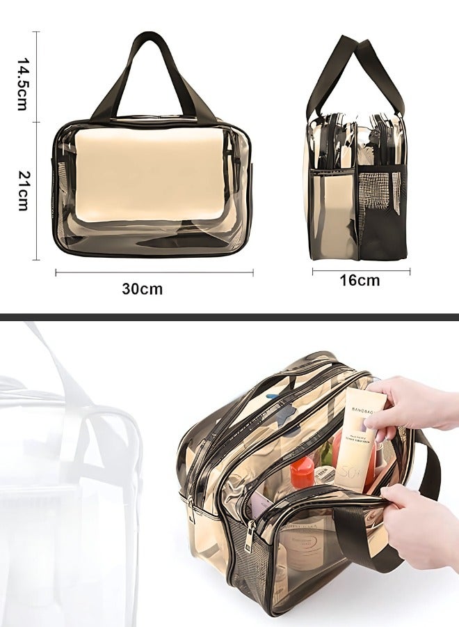 ترنز حقيبة مكياج شفافة كبيرة مع قسمين منفصلين لحفظ وتنظيم أدوات المكياج - Z02 - Image 5