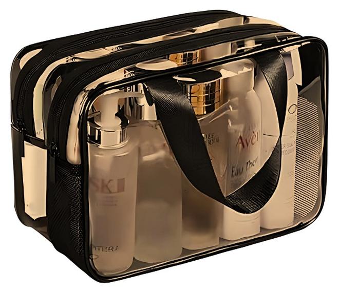 TRENZ Large transparent makeup bag with two separate compartments for storing and organizing makeup tools - Z02 - Image 1