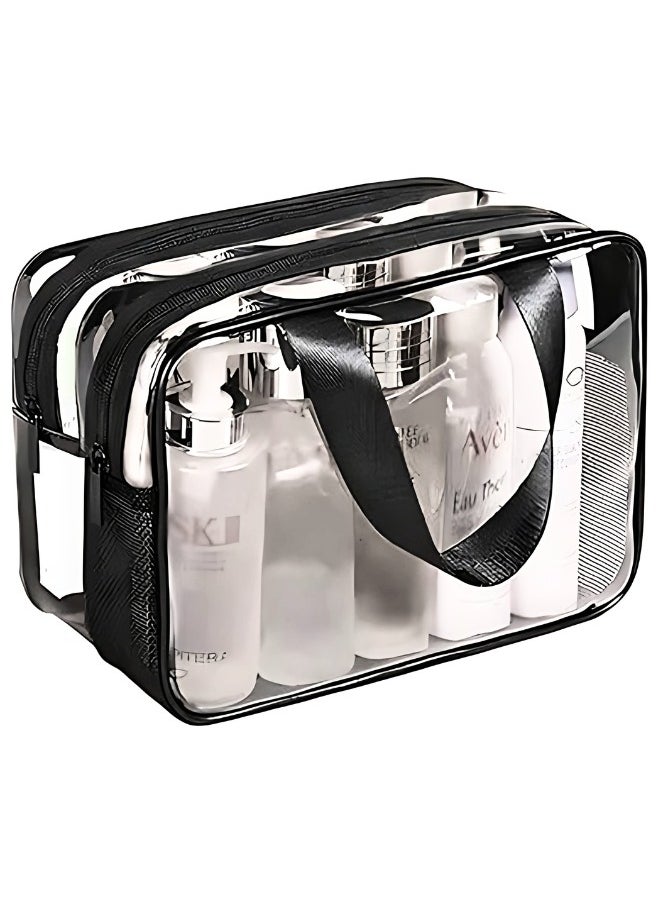 TRENZ Large transparent makeup bag with two separate compartments for storing makeup tools  - Image 1