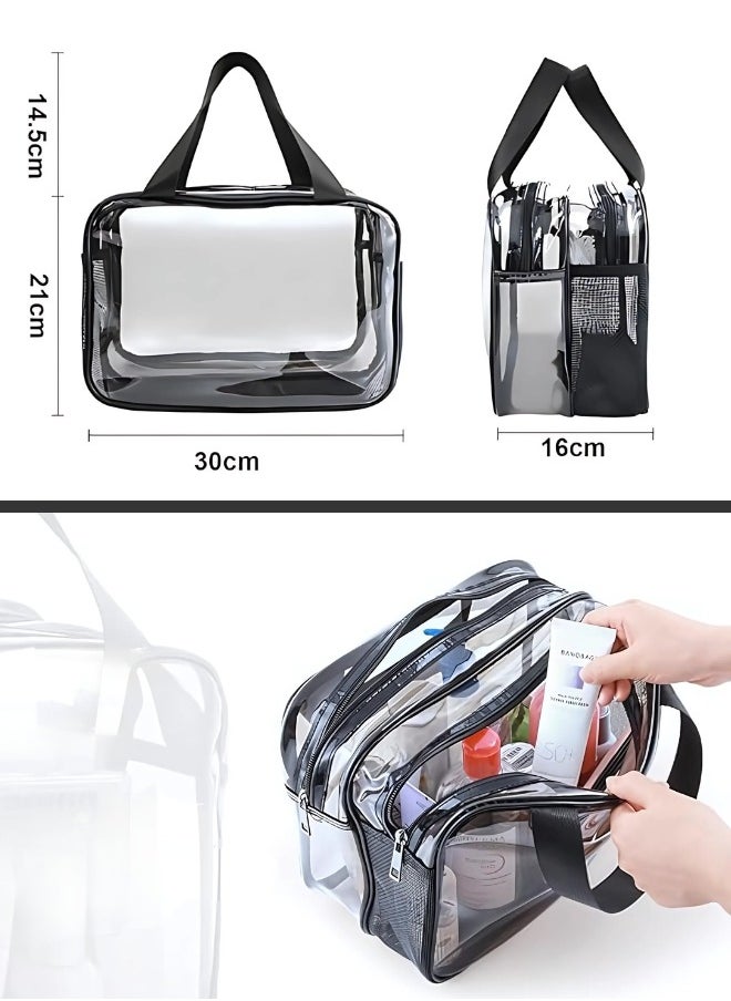 TRENZ Large transparent makeup bag with two separate compartments for storing makeup tools  - Image 5