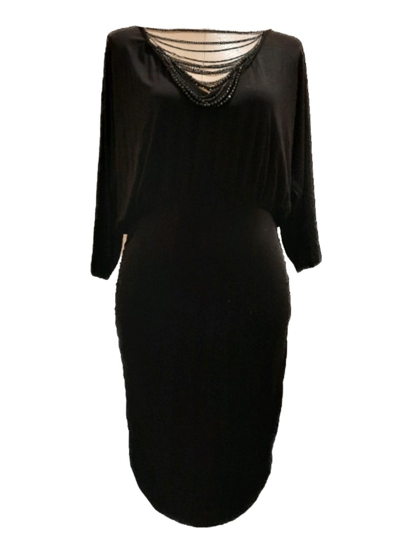 Women draped lycra dress with chains on neck - Image 2