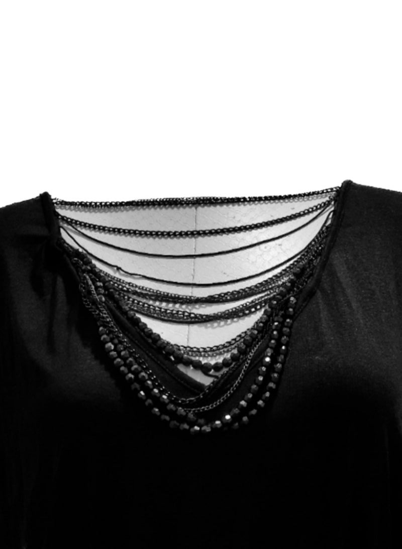 Women draped lycra dress with chains on neck - Image 3