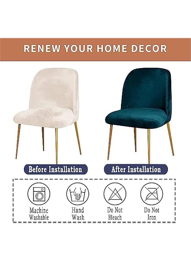 Beauenty Velvet Plush Dining Chairs Cover 1Pcs,Stretch Curved Seat Chair Slipcover Half Round Home Hotel Chair Cover Removable Seat Protectors For Kitchen Living Room Decor - Image 5