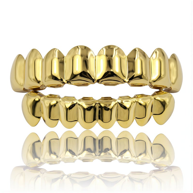 Smooth Hip Hop Grillz Top Bottom 8 Tooth For Rappers Hip Hop Fans Jewelry - Image 3