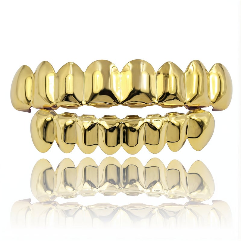 Smooth Hip Hop Grillz Top Bottom 8 Tooth For Rappers Hip Hop Fans Jewelry - Image 4