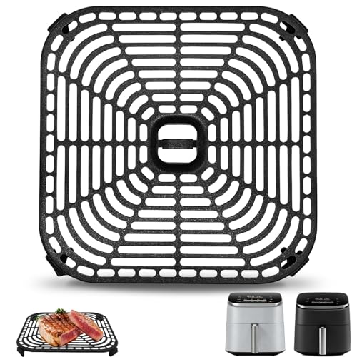 GXF Air Fryer Grill Pan for COSORI Air Fryer TurboBlaze 6 QT, Non-Stick 8.9’’*8.9’’Square Air Fryer Rack Replacement Parts Accessories Grill Plate Crisper Plate Tray with Rubber Bumpers, Dishwasher Safe - Image 1