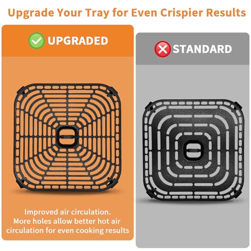 GXF Air Fryer Grill Pan for COSORI Air Fryer TurboBlaze 6 QT, Non-Stick 8.9’’*8.9’’Square Air Fryer Rack Replacement Parts Accessories Grill Plate Crisper Plate Tray with Rubber Bumpers, Dishwasher Safe - Image 3