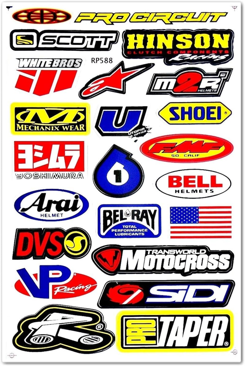 اي ار اس مجموعة ملصقات فينيل جرافيتي من ARS للدراجات النارية الترابية، قطع غيار وإكسسوارات، شعار الراعي، مركبات ATV، ألواح التزلج، الخوذات، صناديق الأدوات، مجموعة السباقات (6 أوراق). - Image 5