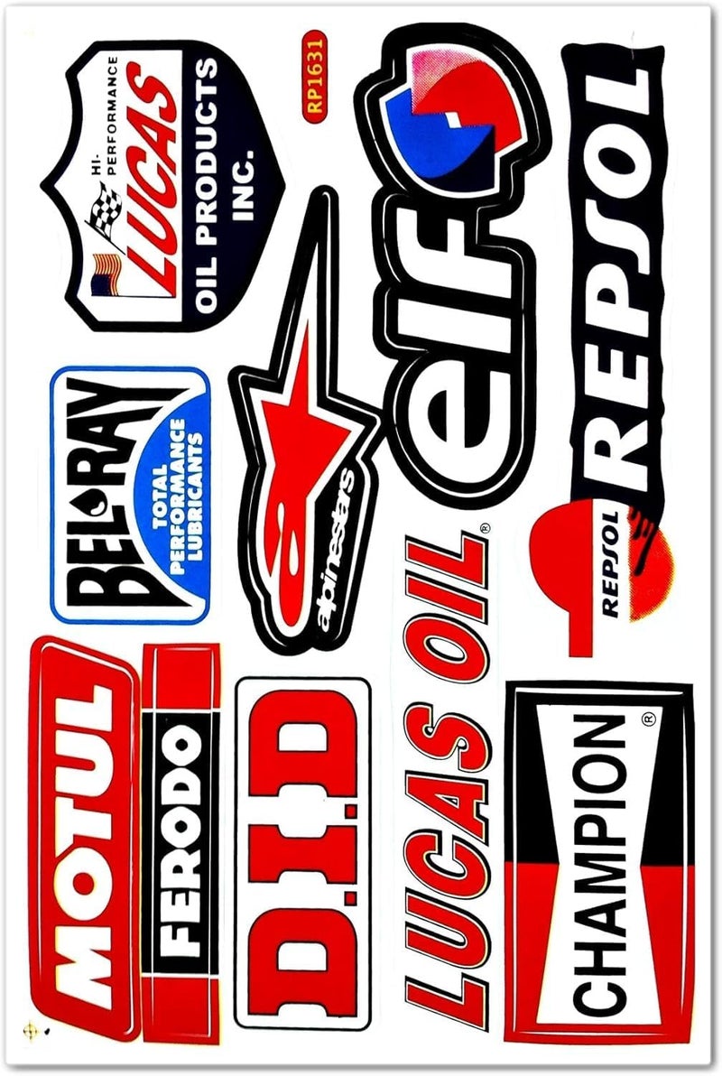 اي ار اس مجموعة ملصقات فينيل جرافيتي من ARS للدراجات النارية الترابية، قطع غيار وإكسسوارات، شعار الراعي، مركبات ATV، ألواح التزلج، الخوذات، صناديق الأدوات، مجموعة السباقات (6 أوراق). - Image 4