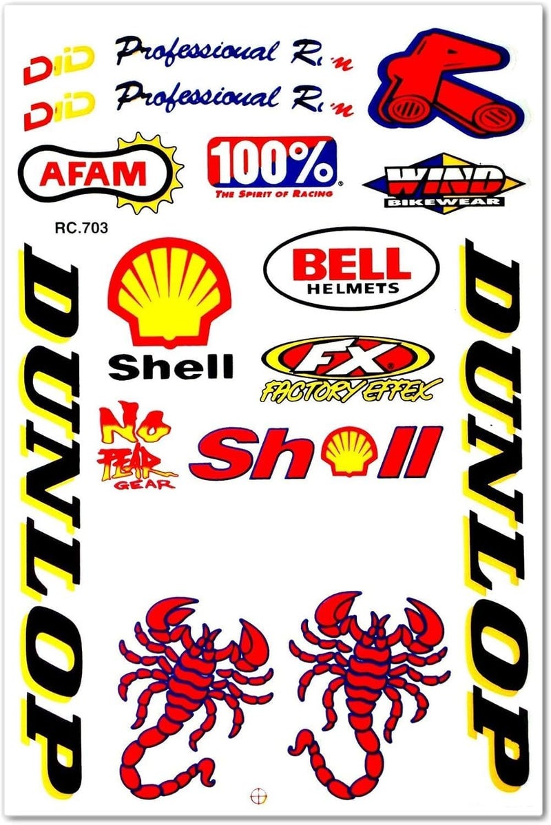 اي ار اس مجموعة ملصقات فينيل جرافيتي من ARS للدراجات النارية الترابية، قطع غيار وإكسسوارات، شعار الراعي، مركبات ATV، ألواح التزلج، الخوذات، صناديق الأدوات، مجموعة السباقات (6 أوراق). - Image 3