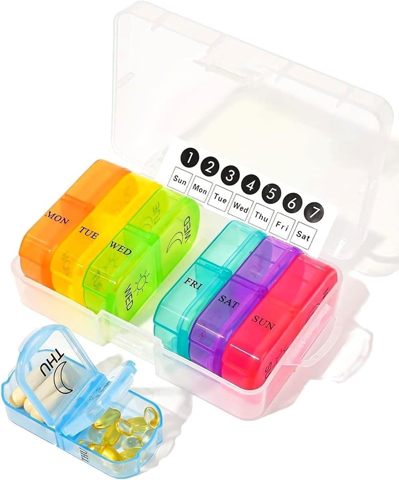 INKULTURE Weekly Medicine Organizer Box 02 Times a Day, Tablets Container Case Travel Pill Box For 07 days | Multicolor | 01 Pcs - Image 2
