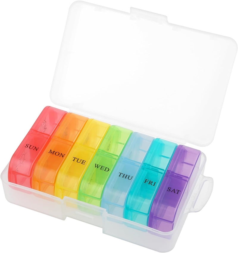 INKULTURE Weekly Medicine Organizer Box 02 Times a Day, Tablets Container Case Travel Pill Box For 07 days | Multicolor | 01 Pcs - Image 1
