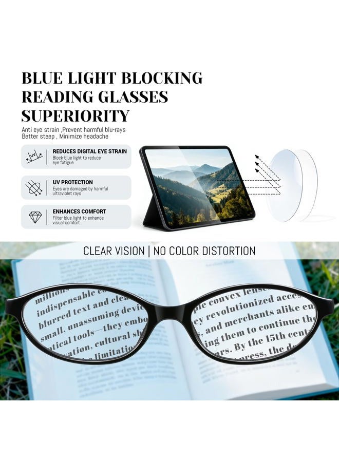 YMRFW 5 Pack Oval Reading Glasses All Day for Women,Computer Readers with Blue Light Protection - Image 3