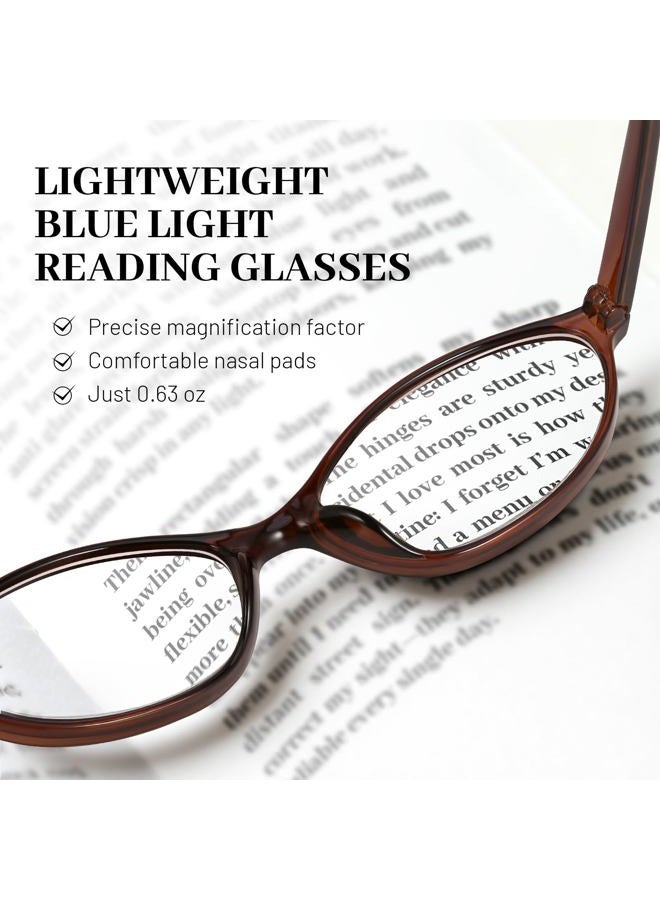 YMRFW 5 Pack Oval Reading Glasses All Day for Women,Computer Readers with Blue Light Protection - Image 4