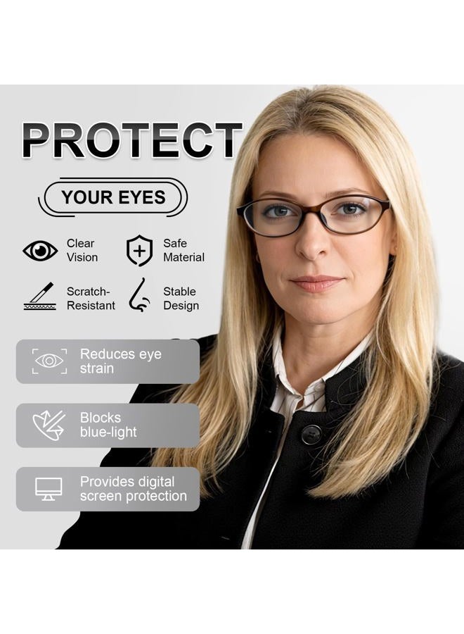 YMRFW 5 Pack Oval Reading Glasses All Day for Women,Computer Readers with Blue Light Protection - Image 2