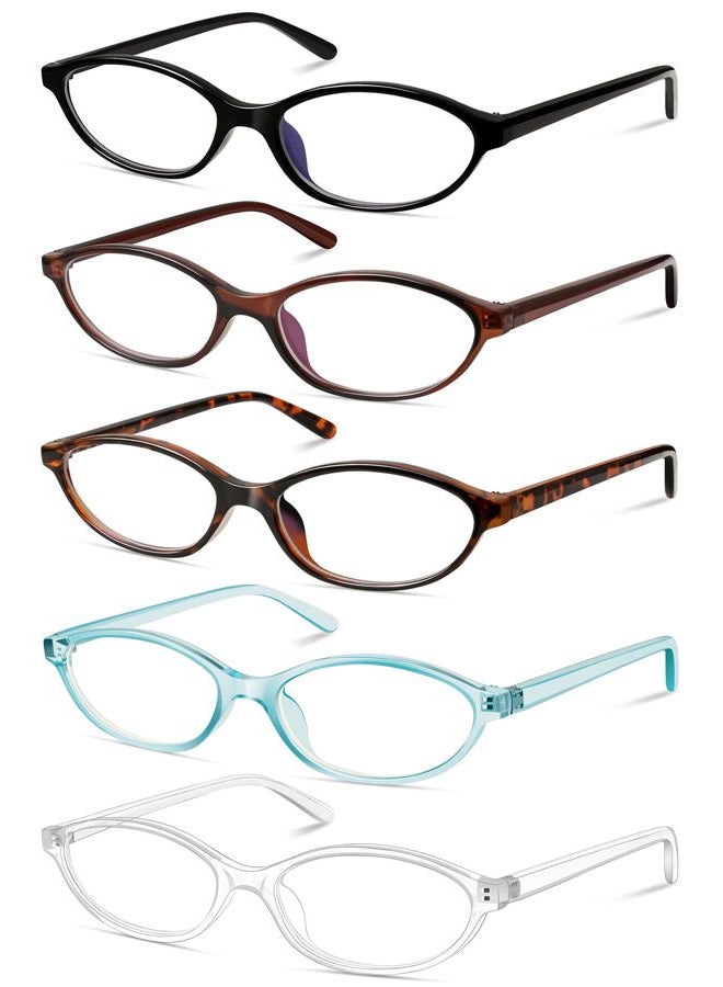 YMRFW 5 Pack Oval Reading Glasses All Day for Women,Computer Readers with Blue Light Protection - Image 1