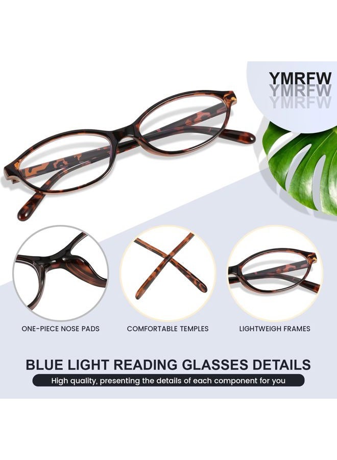 YMRFW 5 Pack Oval Reading Glasses All Day for Women,Computer Readers with Blue Light Protection - Image 5