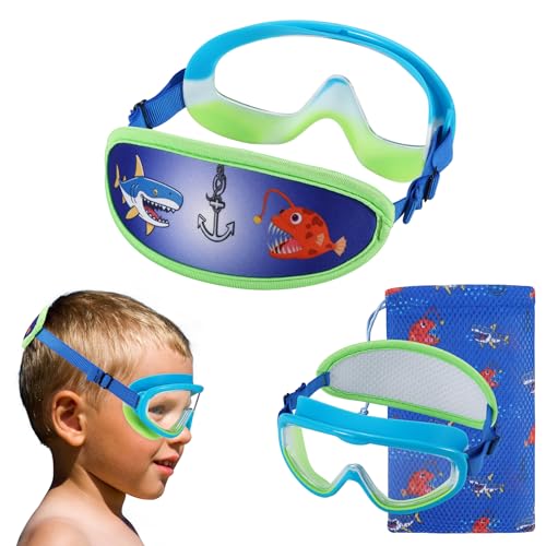 RUIGAO Kids Swim Goggles Age 3-8, Toddler Goggles No Hair Pull,Child Swimming Mask Fabric Strap - Image 1