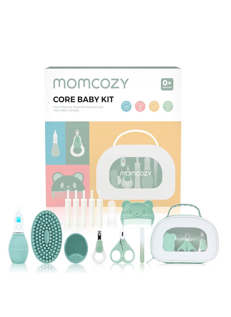 Momcozy Baby Grooming, Core Baby Kit, Baby Shower & Registry Essential Kit for Grooming&Health&Cleansing Care, Includes Nail File Kits, Nasal Aspirator, Gas Relief Tubes, Bath Brushes, Toothbrush, Comb, Storage Case  - Image 1