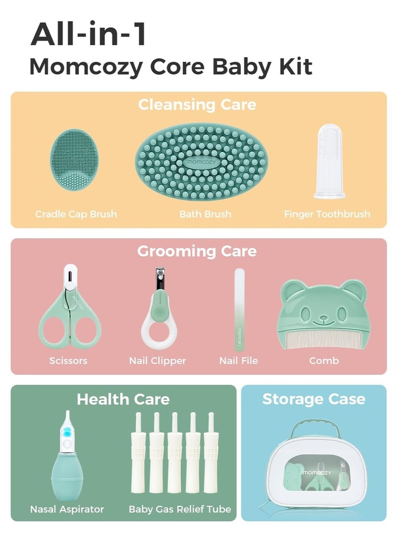 Momcozy Baby Grooming, Core Baby Kit, Baby Shower & Registry Essential Kit for Grooming&Health&Cleansing Care, Includes Nail File Kits, Nasal Aspirator, Gas Relief Tubes, Bath Brushes, Toothbrush, Comb, Storage Case  - Image 3
