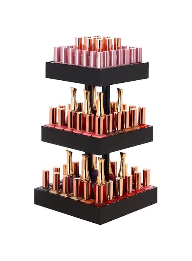 Arabest Nail Polish Organizer for 86-123 Bottles, 360 Rotating Nail Polish Rack Holder, Display Storage Shelf for Fingernail Stand and Essential Oil, Gifts for Women Girls- Bamboo,Black  - Image 1