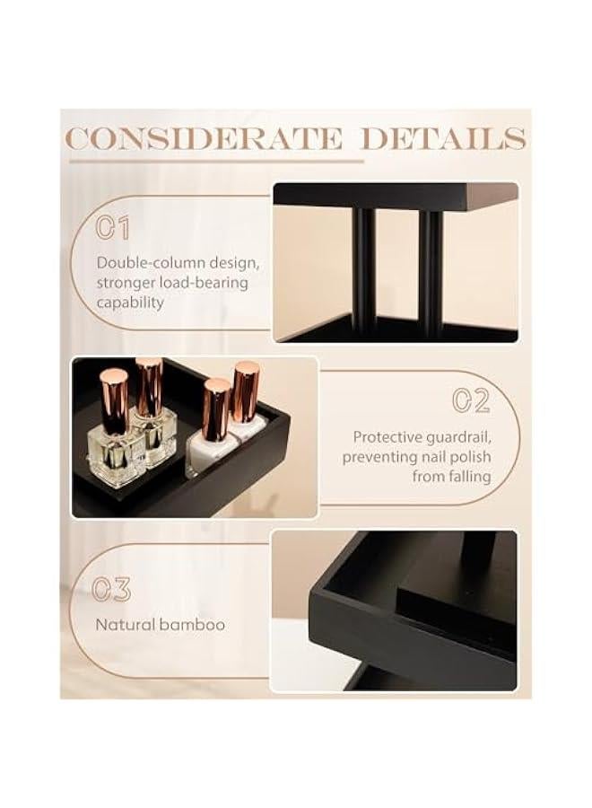 Arabest Nail Polish Organizer for 86-123 Bottles, 360 Rotating Nail Polish Rack Holder, Display Storage Shelf for Fingernail Stand and Essential Oil, Gifts for Women Girls- Bamboo,Black  - Image 4