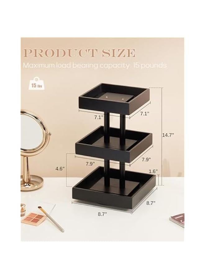 Arabest Nail Polish Organizer for 86-123 Bottles, 360 Rotating Nail Polish Rack Holder, Display Storage Shelf for Fingernail Stand and Essential Oil, Gifts for Women Girls- Bamboo,Black  - Image 5
