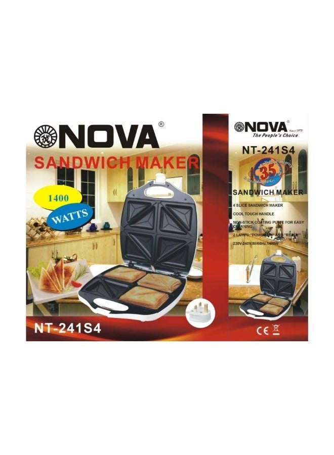 NOVA Electric Sandwich Maker 2 Slice Non Stick Toaster | Compact Hot Sandwich Press, Fast Heating Breakfast Maker, Easy Clean Plates, Home Kitchen Appliance for Toast, Grill & Snacks - Image 1