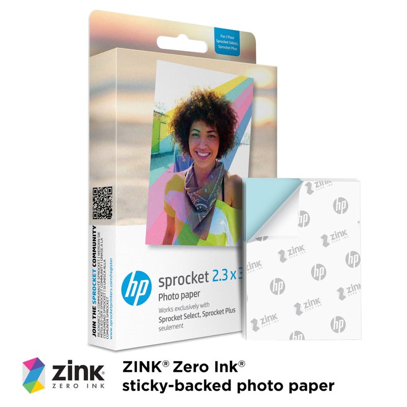 HP ورق صور خلفي لاصق HP Sprocket مقاس 2.3 × 3.4 بوصة (20 ورقة) متوافق مع طابعات HP Sprocket Select وPlus. - Image 2