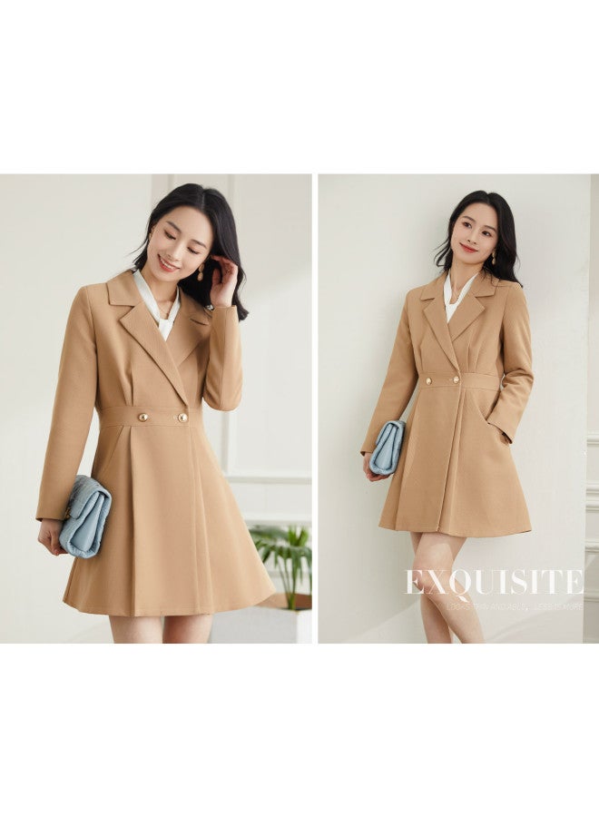ROMON Dress Comfortable And Versatile Notched Lapel Casual Daily Wear For Layering Or Outerwear Elegant Women'S Dress - Image 5