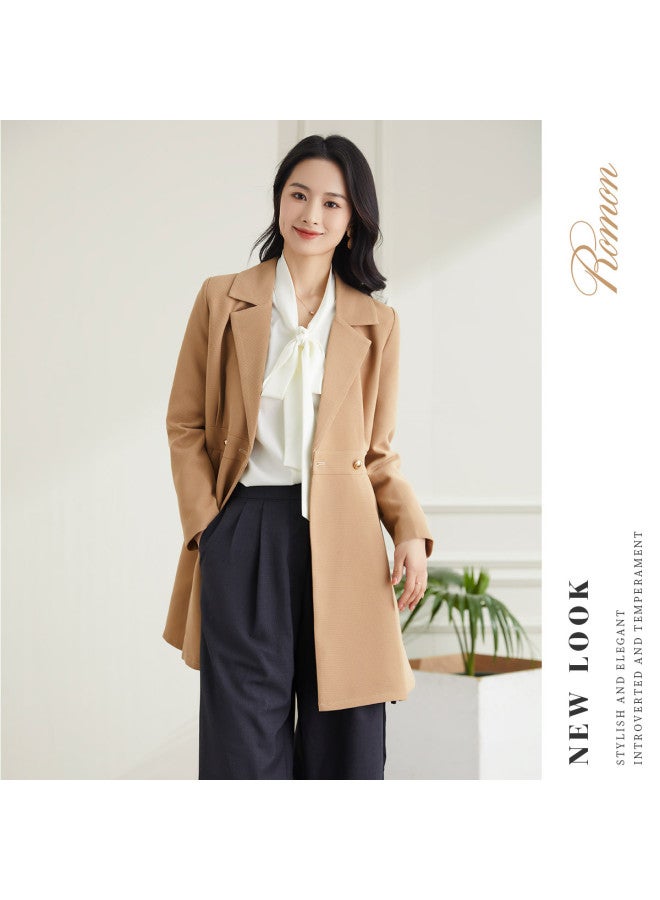 ROMON Dress Comfortable And Versatile Notched Lapel Casual Daily Wear For Layering Or Outerwear Elegant Women'S Dress - Image 3