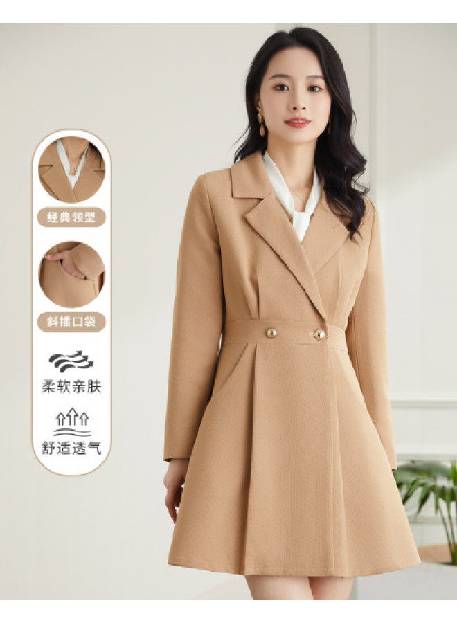 ROMON Dress Comfortable And Versatile Notched Lapel Casual Daily Wear For Layering Or Outerwear Elegant Women'S Dress - Image 1