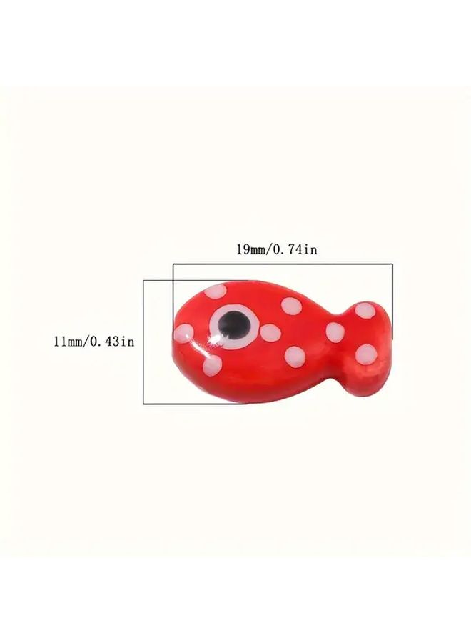 12 Pcs Ceramic Fish Beads Assorted Polka Dot Colors for DIY Jewelry Making - Image 4