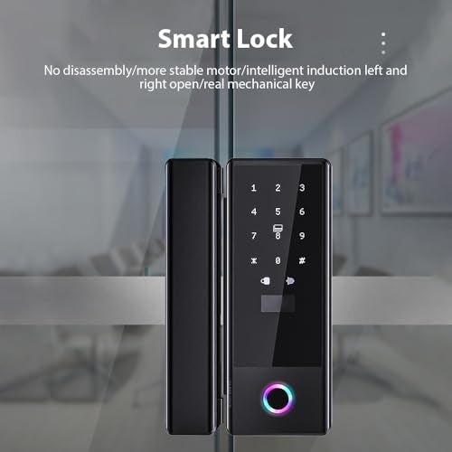 Swokely Smart Lock Glass Door Lock WiFi Remote Unlocking TY APP Fingerprint Password IC Card Mechanical Key Unlocking Methods Door Lock Interchangeable Lock Body Direction for 10-12mm Thickness - Image 2