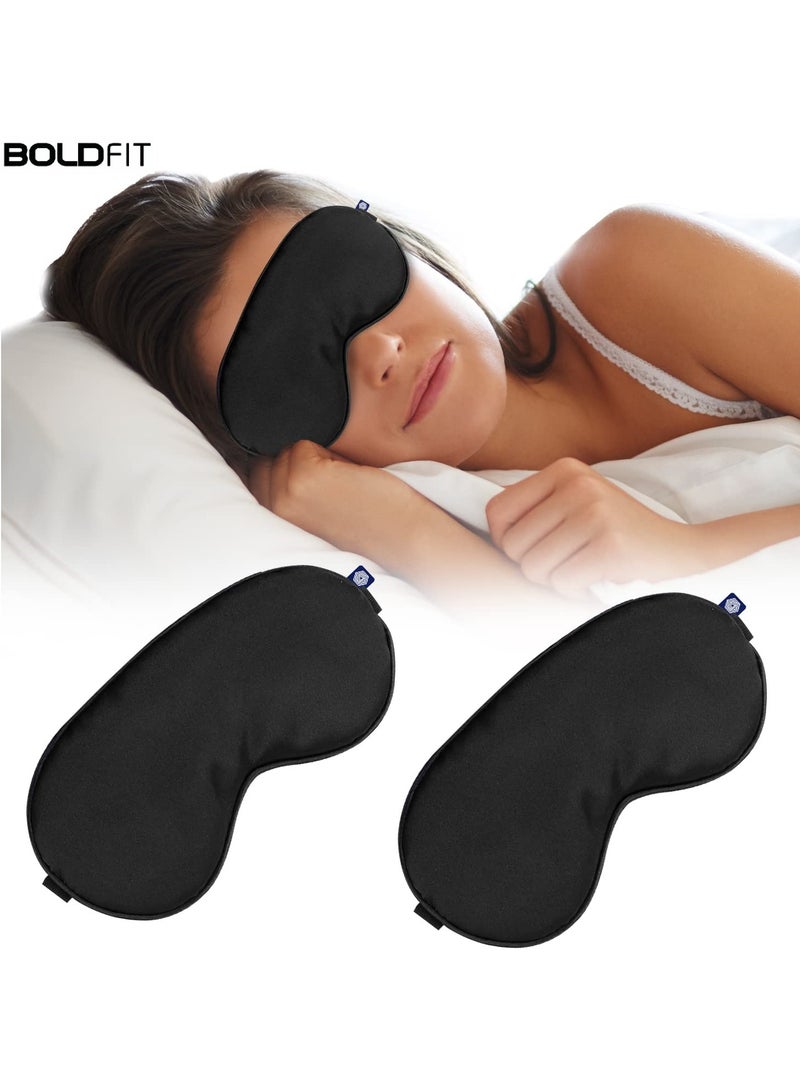 BOLDFIT Pack Of 2 Premium Silk Blind Fold Eye Mask For Smooth and Comfortable Sleep With Adjustable Strap  - Image 1