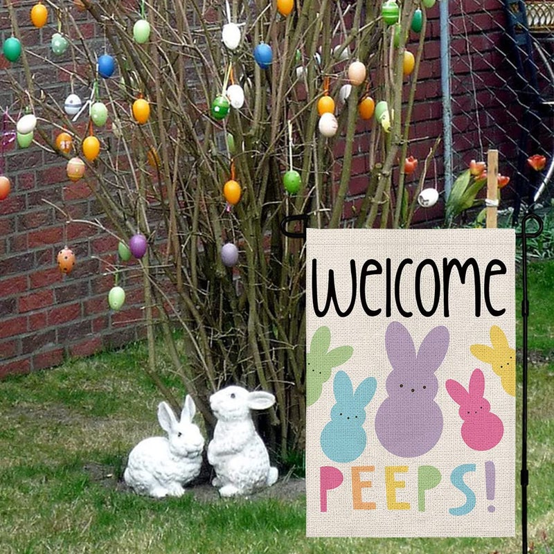 Decorhua Welcome Easter Garden Flag Double Sided Vertical 12Ã—18 Inch Bunny Banners Spring Yard Outdoor Farmhouse Decoration DF019 - Image 4