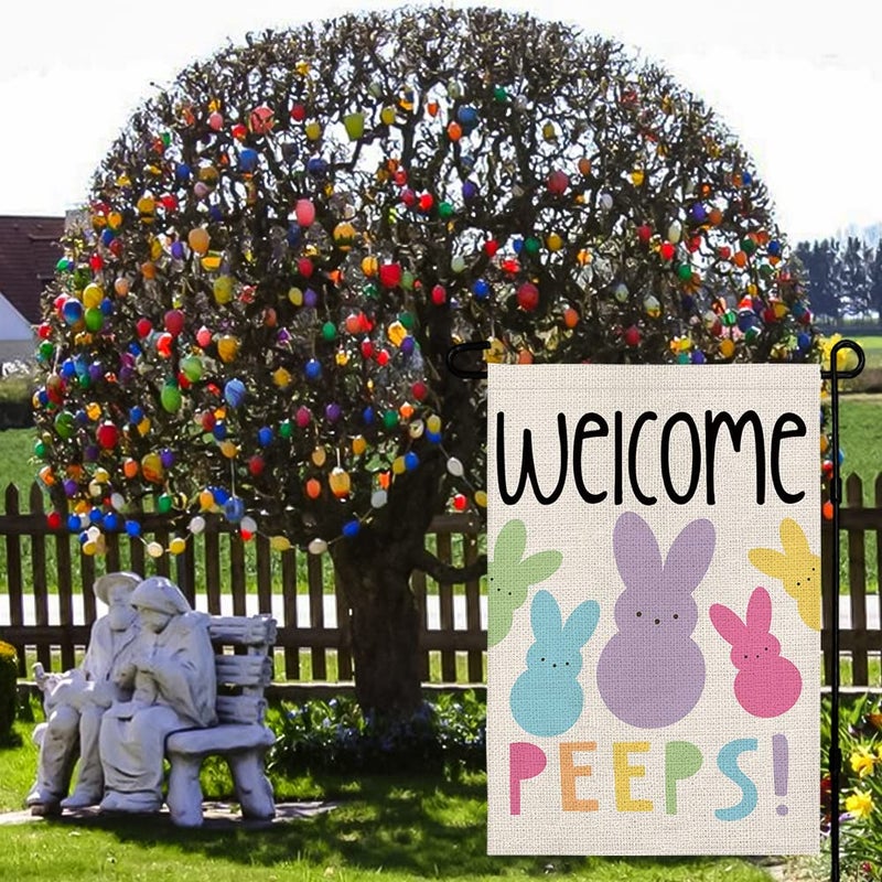 Decorhua Welcome Easter Garden Flag Double Sided Vertical 12Ã—18 Inch Bunny Banners Spring Yard Outdoor Farmhouse Decoration DF019 - Image 5
