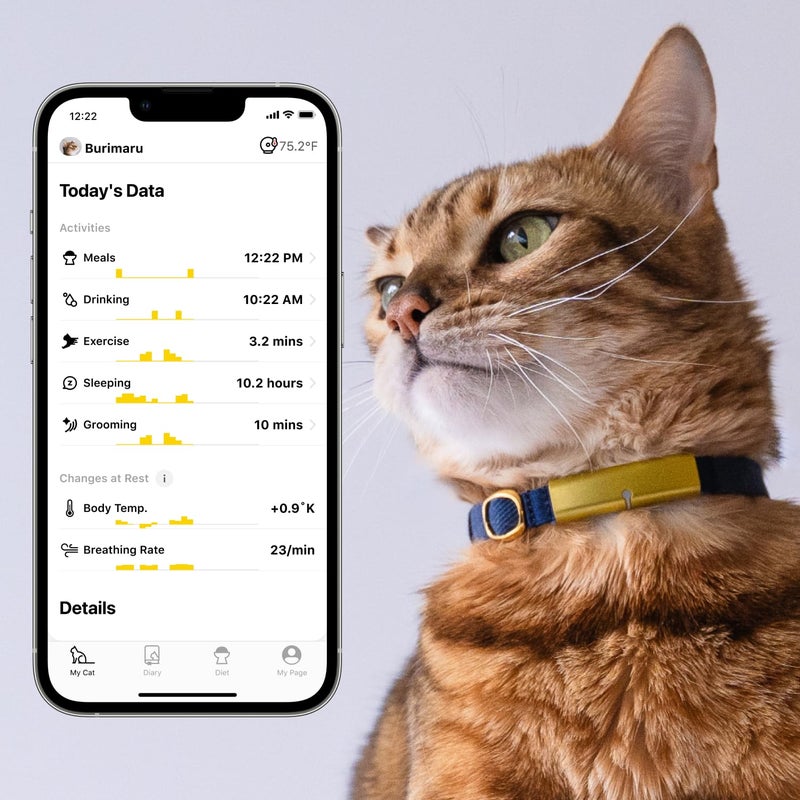 Catlog Health Tracker for Cats - Smart Cat Collar with Safety Breakaway Buckle for Indoor Cats, Wellness Alerts, Real-time Monitoring (Kimono (Ume),L) - Image 4