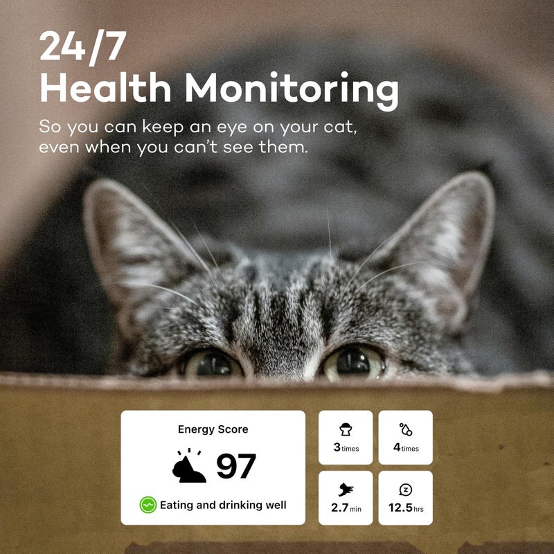 Catlog Health Tracker for Cats - Smart Cat Collar with Safety Breakaway Buckle for Indoor Cats, Wellness Alerts, Real-time Monitoring (Kimono (Ume),L) - Image 2